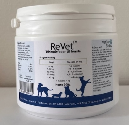 Vetcur ReVet pulver tilskud til hund, 300g