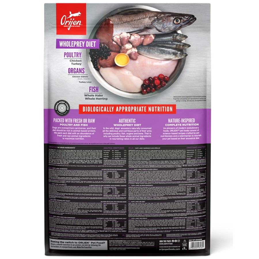 Orijen Puppy Large Breed hundefoder, korn og kartoffelfrit