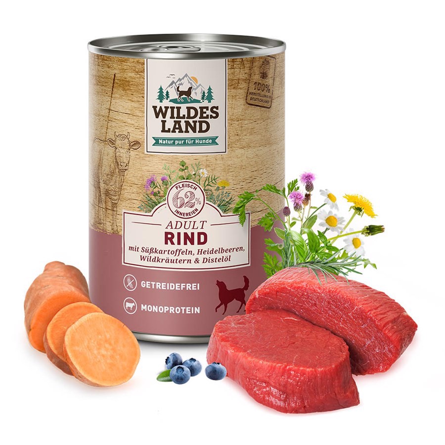 Hundefoder - Wildes Land Classic Oksekød dåsemad, 400g